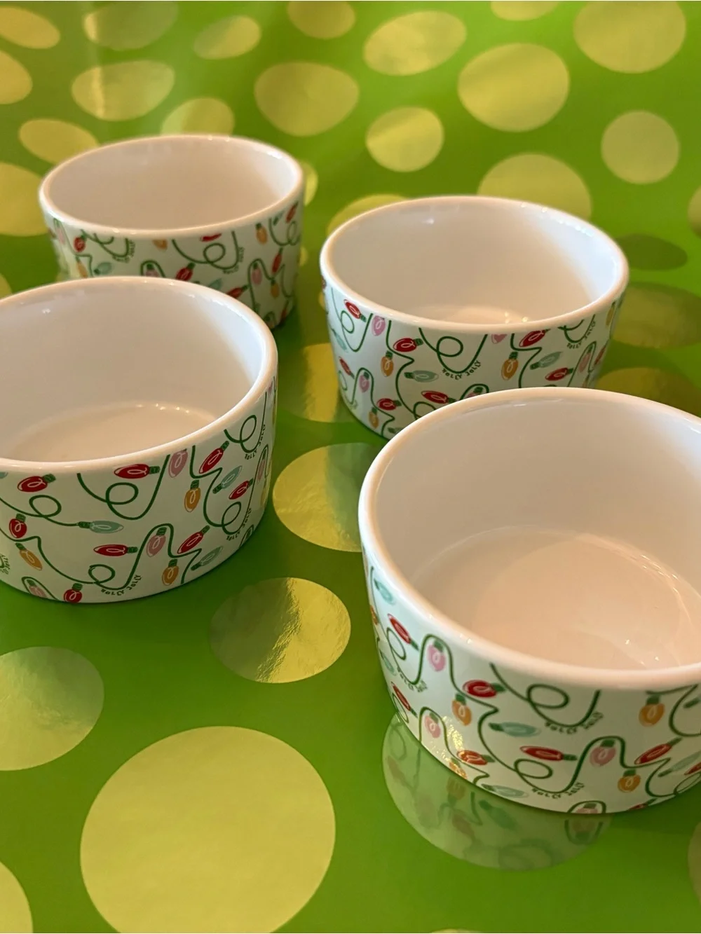 White Ceramic Holiday String Light Small Bowls - Set of 4